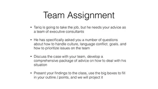 Teams act as consultants advising Tariq before he takes the job