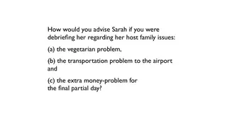 Advising Sarah on food, transport, and money
