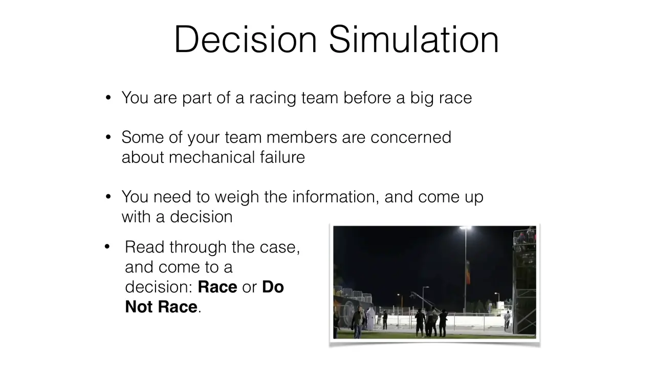 The decision: your racing team must race or withdraw